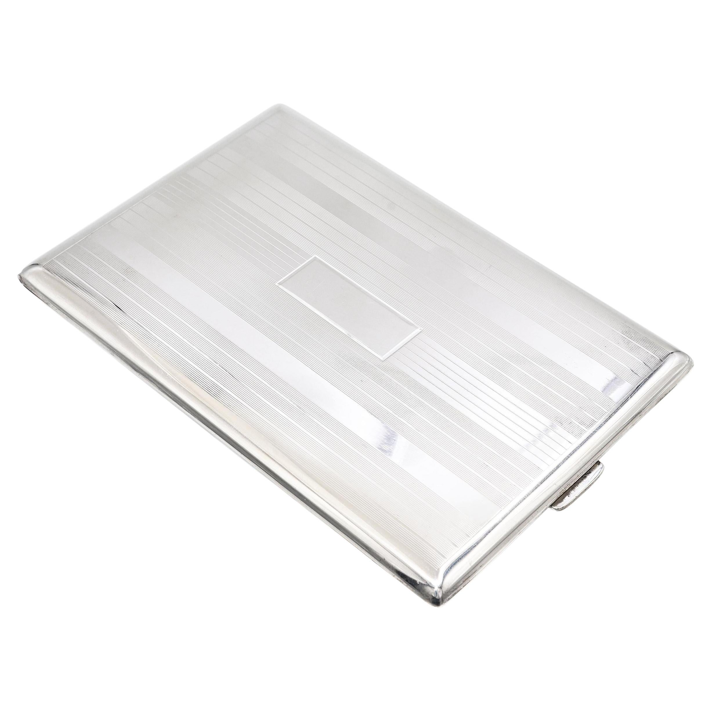 Vintage Dunhill Sterling Silver Engine-Turned Cigarette Case en vente