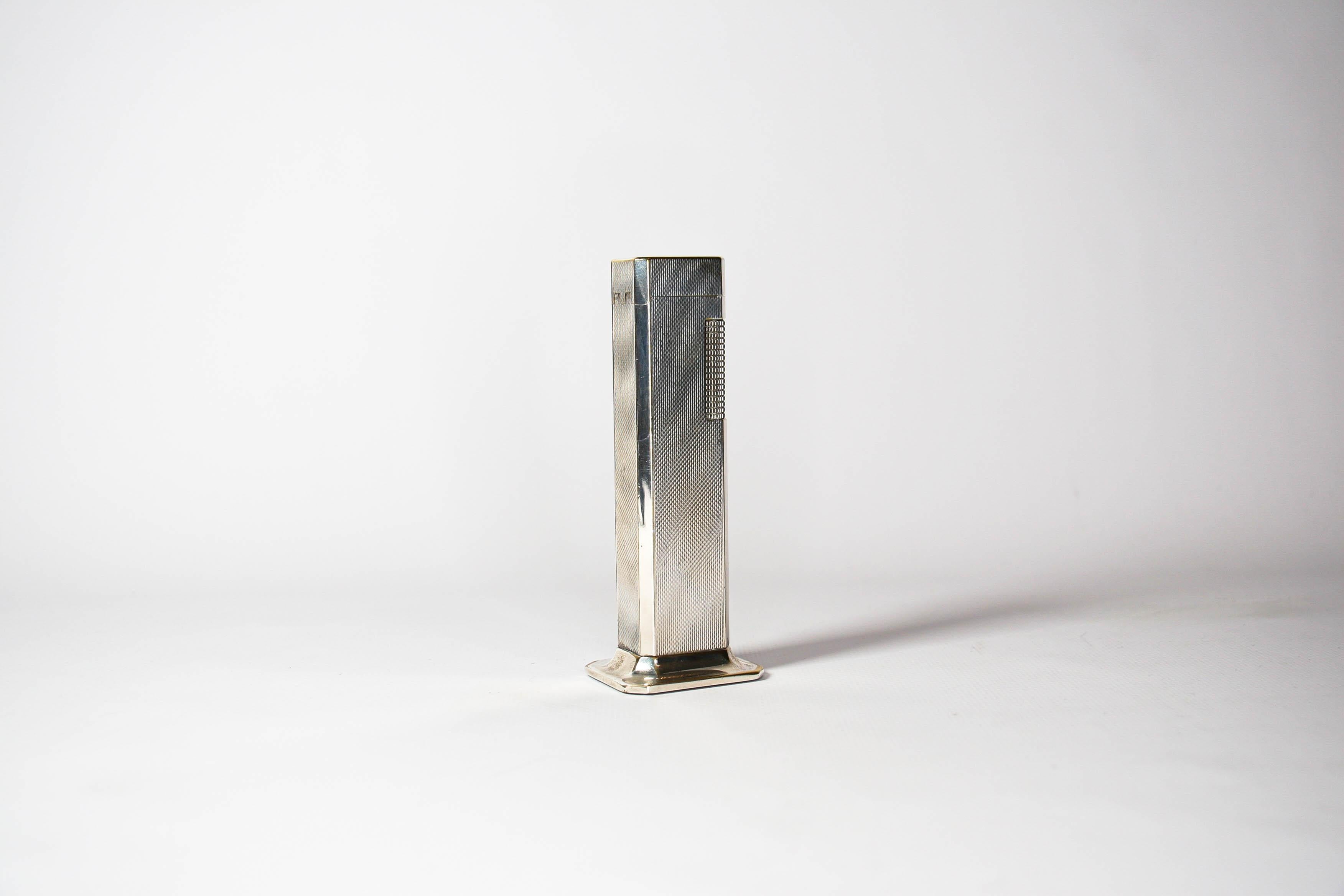 Vintage Dunhill Tallboy Table lighter Silver Plated 1970s For Sale 1