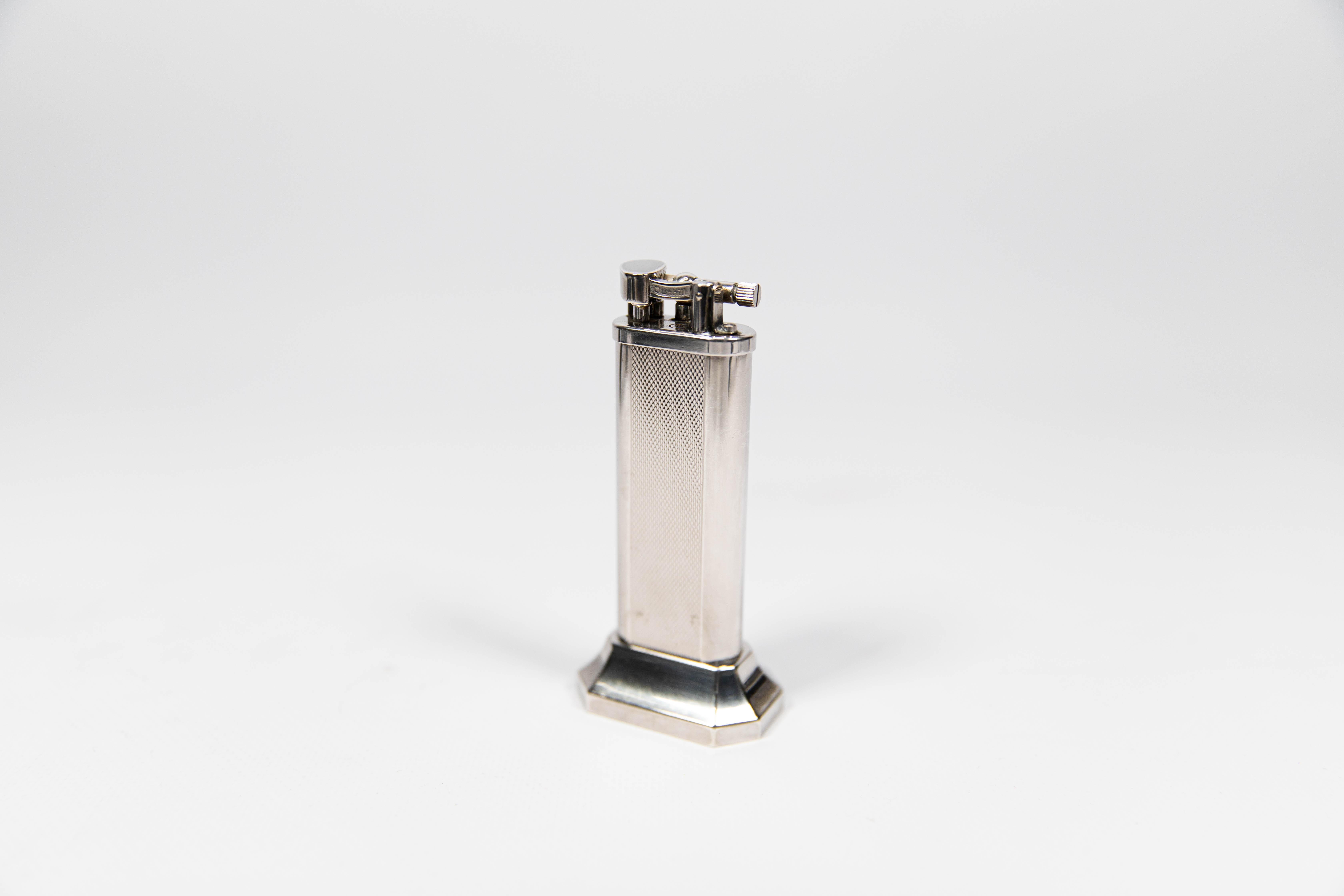Women's or Men's Vintage Dunhill Unique Lift arm Table lighter Silver Plated 1970s