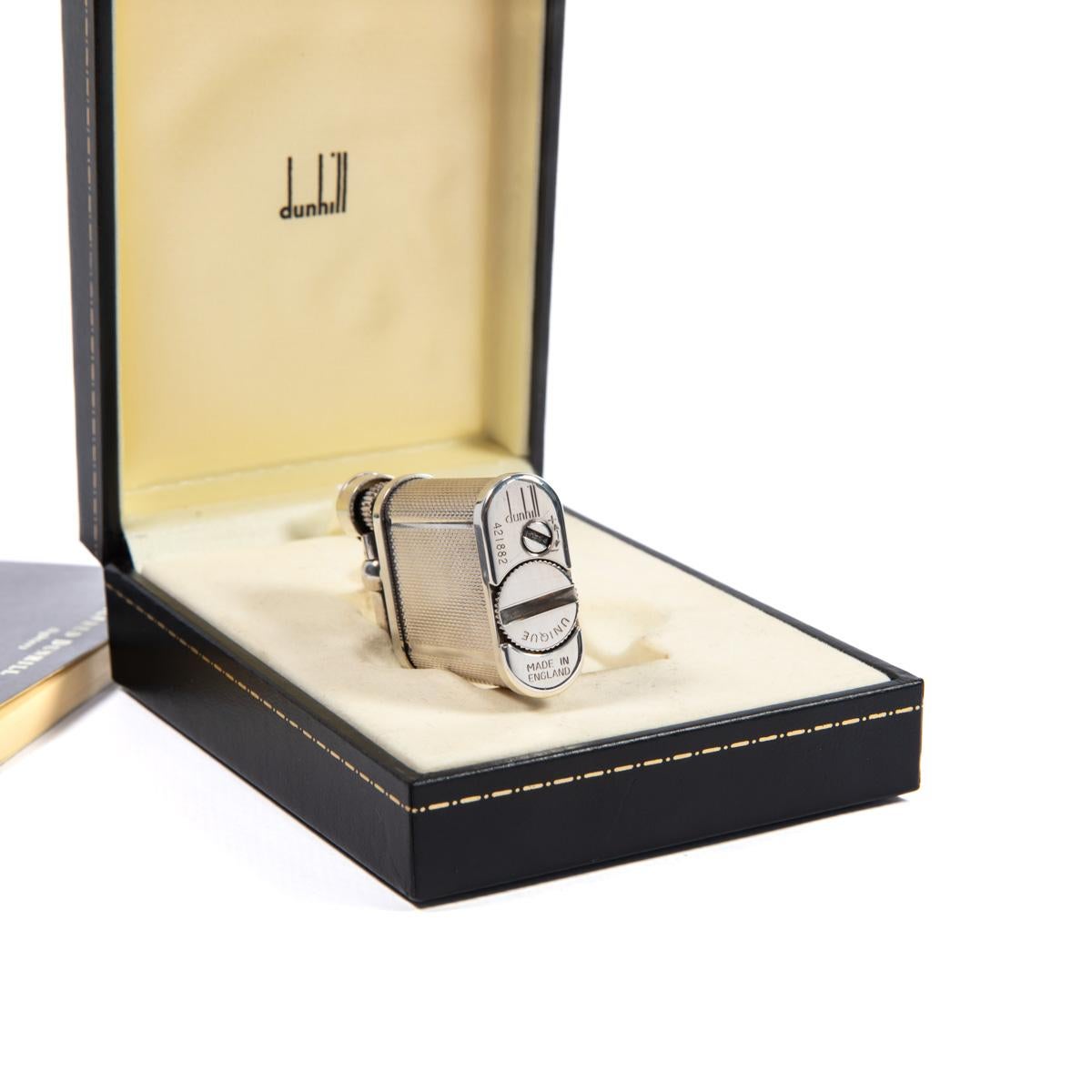 Vintage DUNHILL Unique lighter Barley Silver Plated In Box 1970s 5
