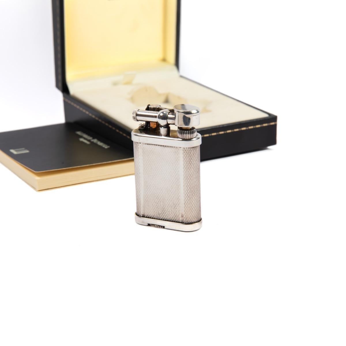 Vintage DUNHILL Unique lighter Barley Silver Plated In Box 1970s In Good Condition In DELFT, NL