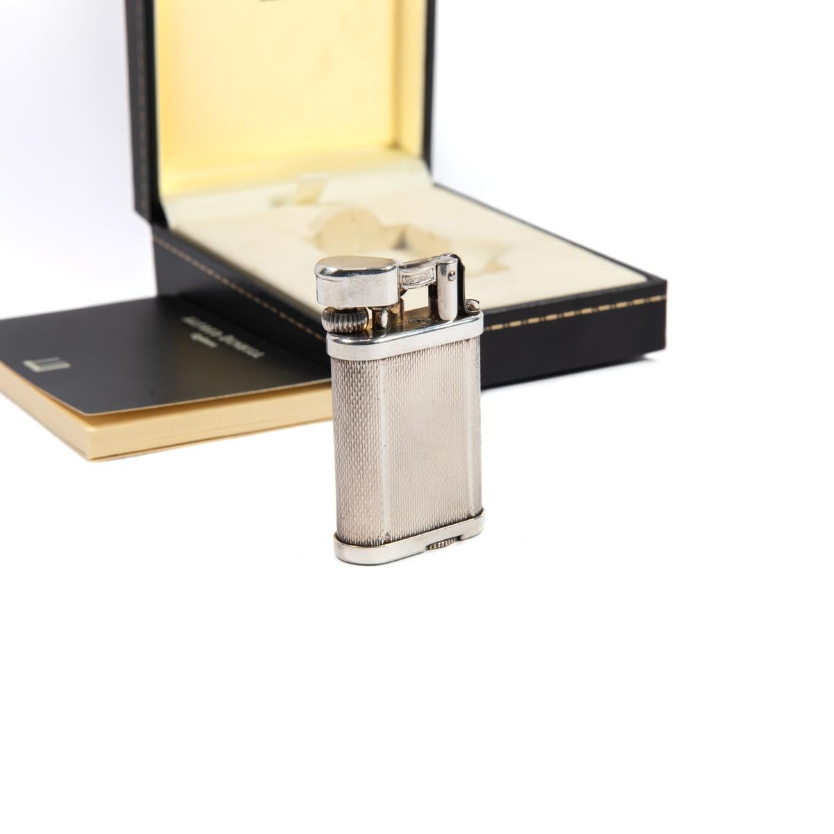 Women's or Men's Vintage DUNHILL Unique lighter Barley Silver Plated In Box 1970s