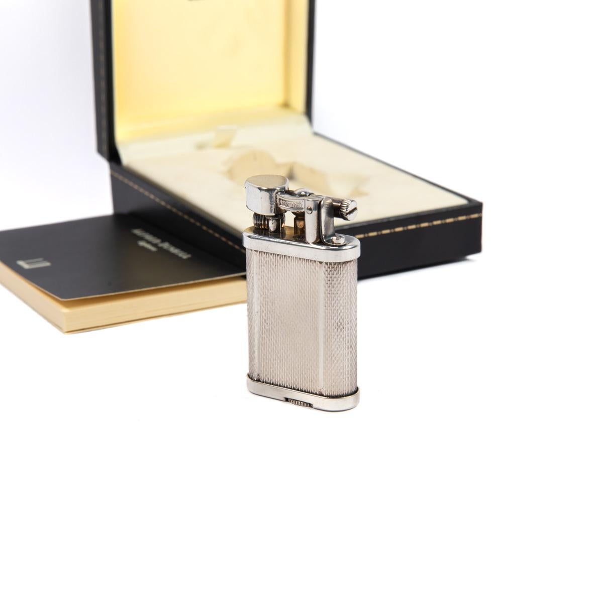 Vintage DUNHILL Unique lighter Barley Silver Plated In Box 1970s 1