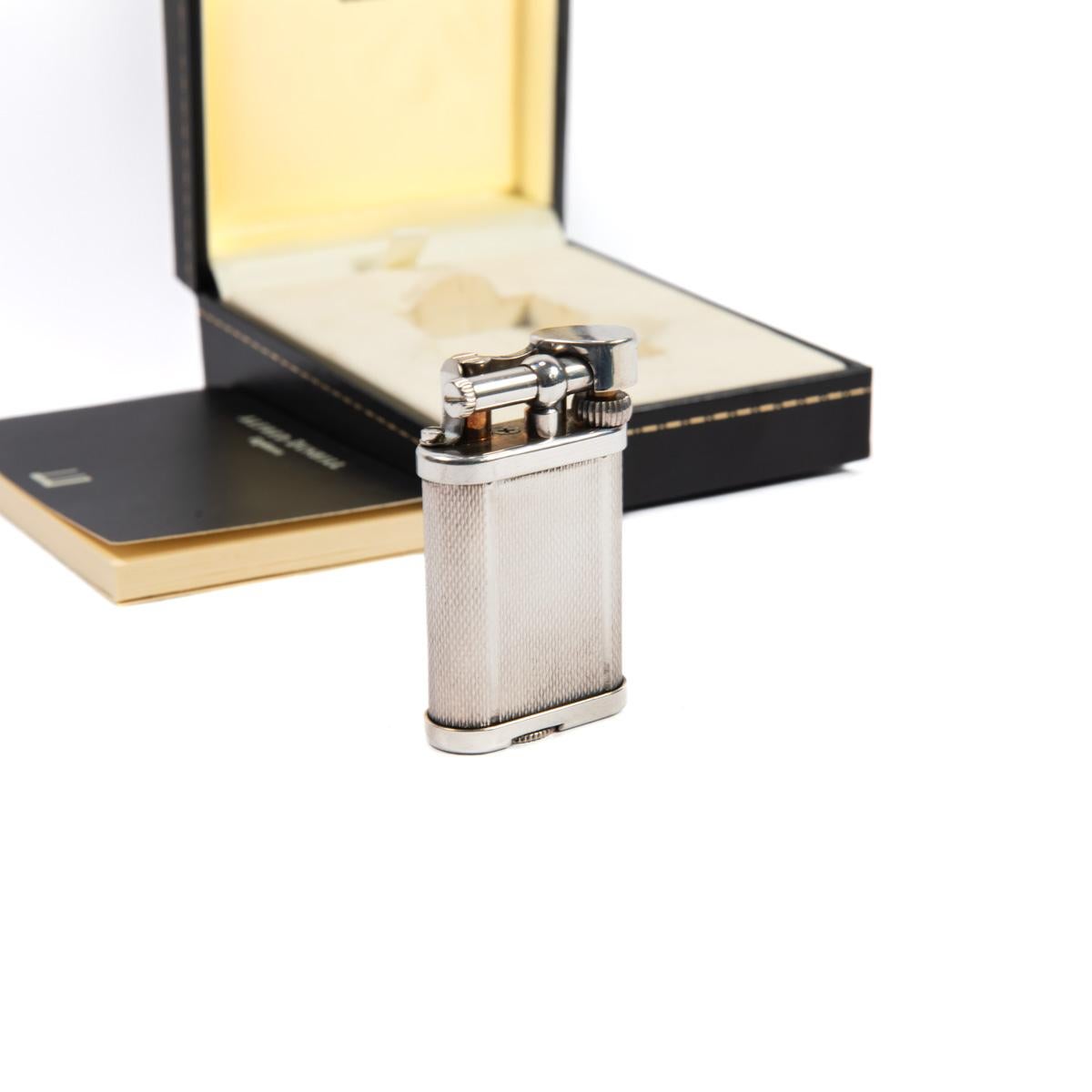 Vintage DUNHILL Unique lighter Barley Silver Plated In Box 1970s 2