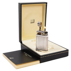 Vintage DUNHILL Unique lighter Barley Silver Plated In Box 1970s