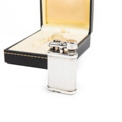 Vintage DUNHILL Unique lighter Striped Silver Plated In Box 1970s