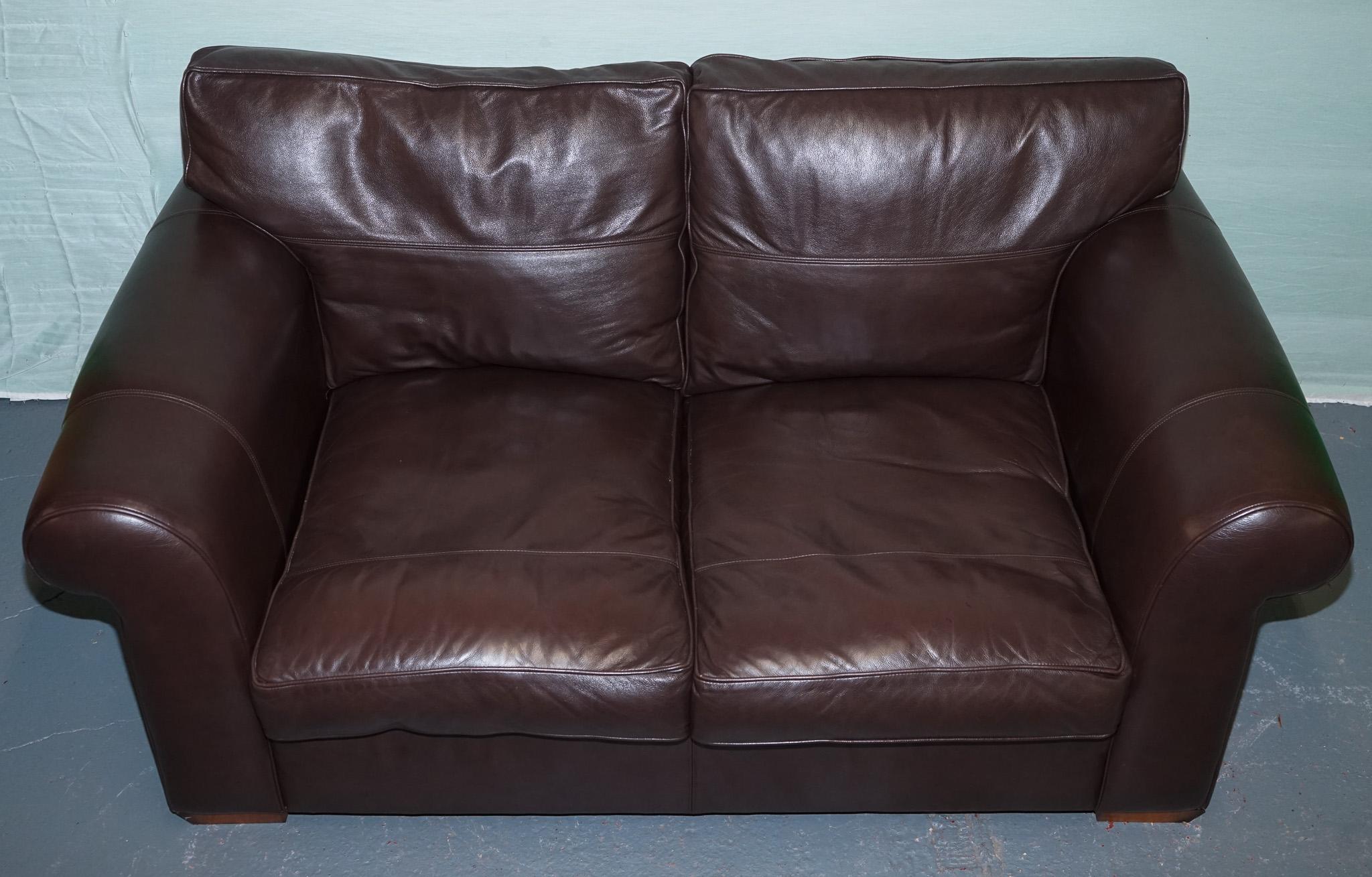 Hand-Crafted ViNTAGE DURESTA BROWN LEATHER TWO TO THREE SEAT SOFA For Sale