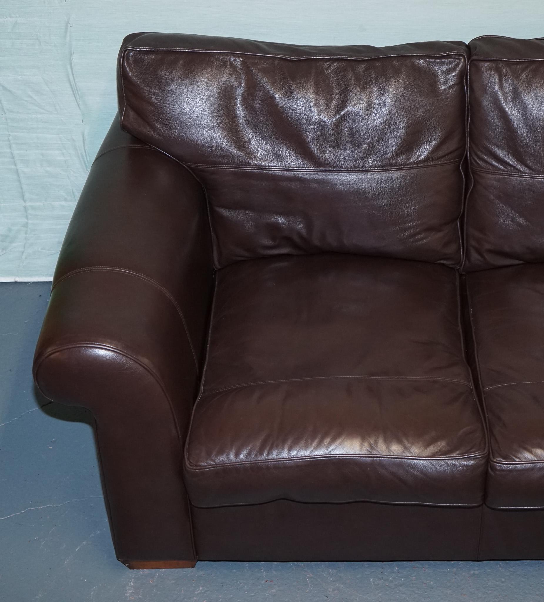 ViNTAGE DURESTA BROWN LEATHER TWO TO THREE SEAT SOFA In Good Condition For Sale In Pulborough, GB