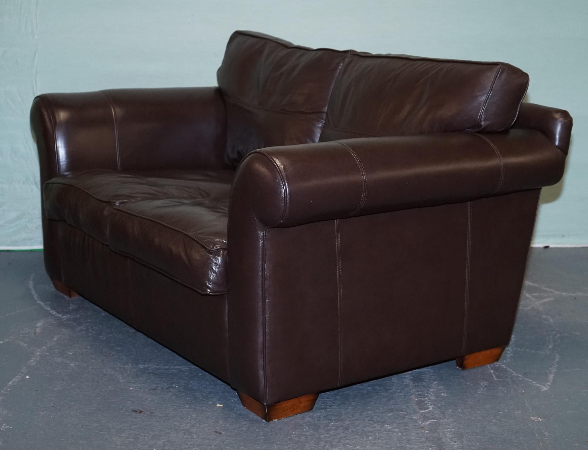 Leather ViNTAGE DURESTA BROWN LEATHER TWO TO THREE SEAT SOFA For Sale