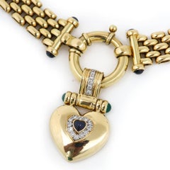 Vintage Dutch 14ct Gold Diamond, Sapphire Heart Collar and Earrings