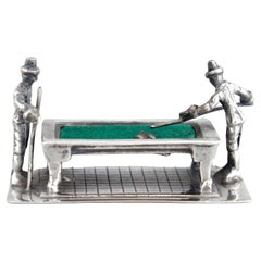 Vintage Dutch .835 Silver Miniature Billiards or Pool Table with Felt Baize