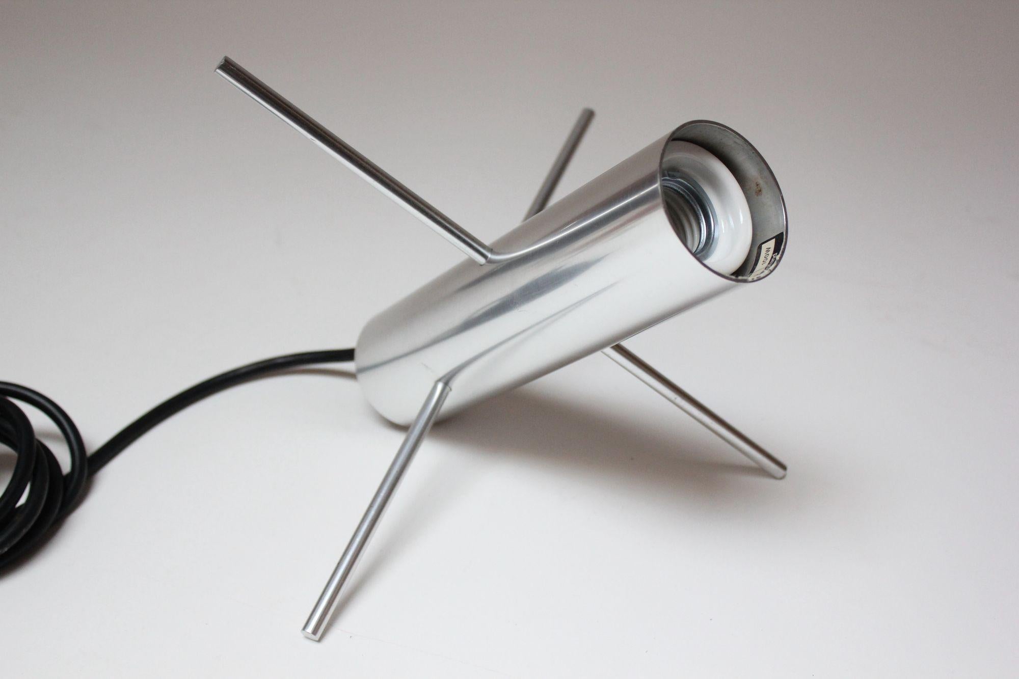 Mid-20th Century Vintage Dutch Aluminum 'Krekel' / 'Cricket' Table Lamp by Otto Wach for RAAK For Sale