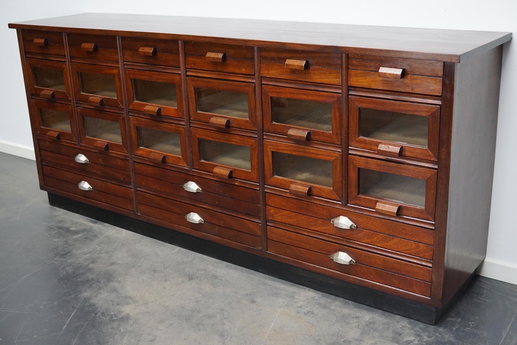 Vintage Dutch Beech and Mahogany Haberdashery Shop Cabinet, 1940s 5