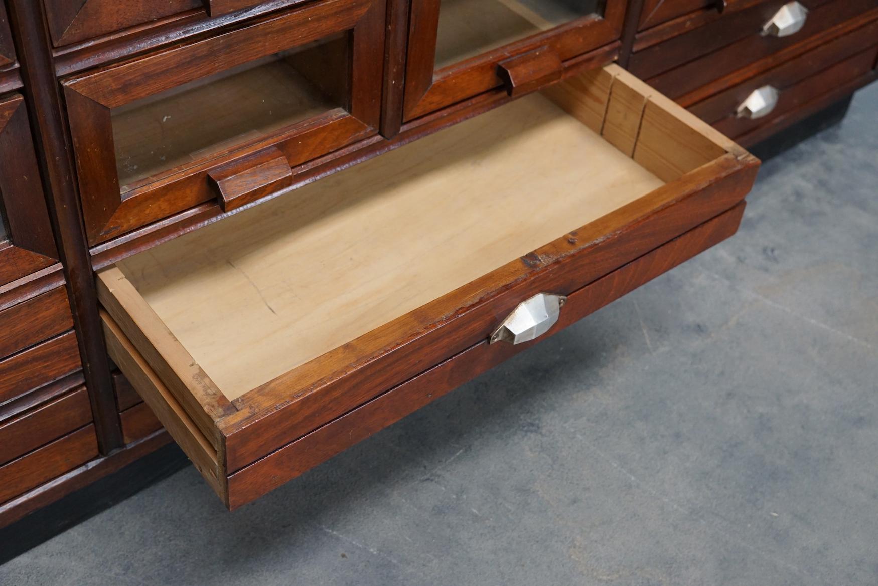 Vintage Dutch Beech and Mahogany Haberdashery Shop Cabinet, 1940s 8