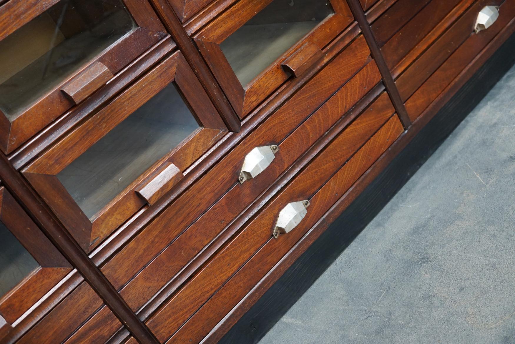 Vintage Dutch Beech and Mahogany Haberdashery Shop Cabinet, 1940s In Good Condition In Nijmegen, NL