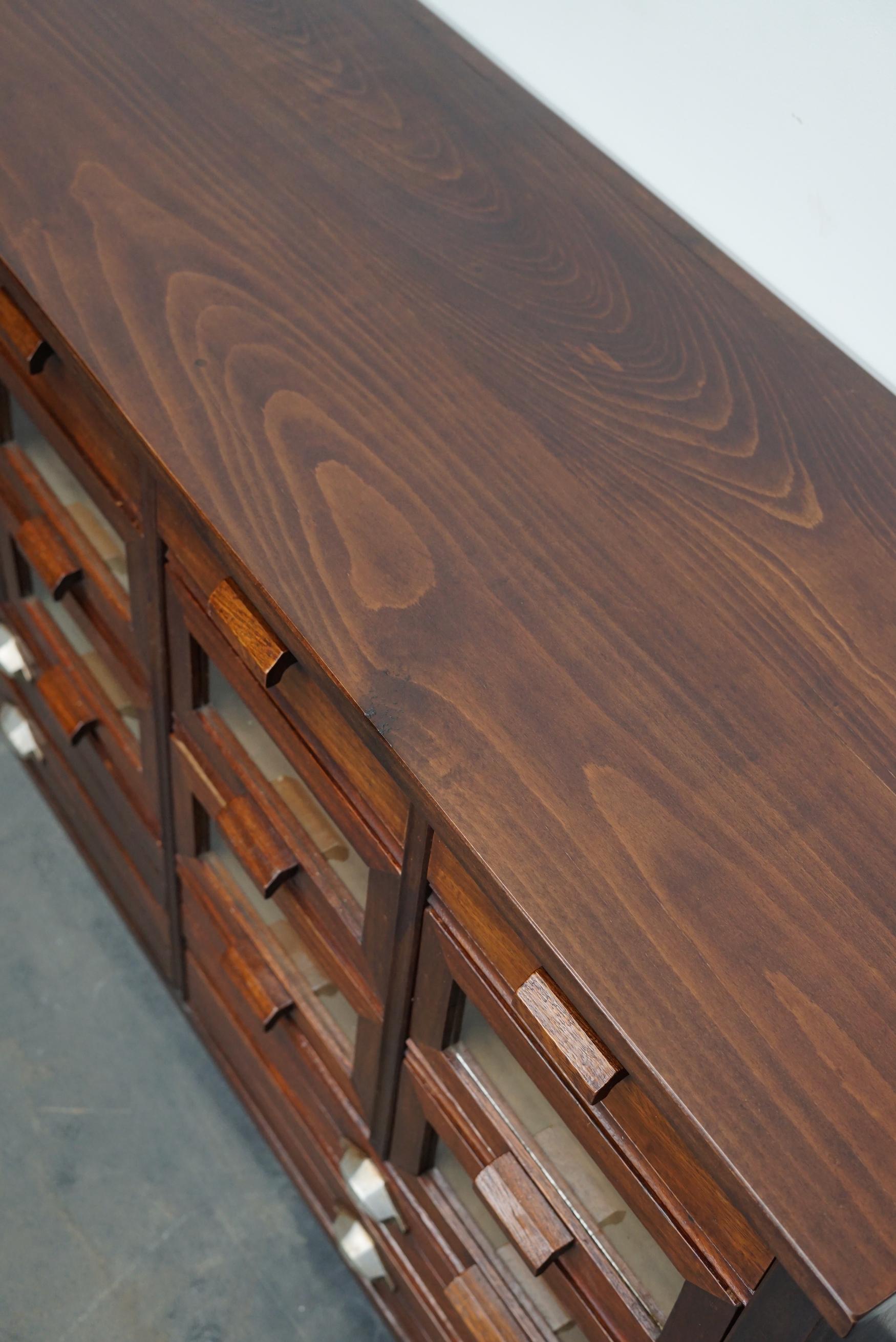 Vintage Dutch Beech and Mahogany Haberdashery Shop Cabinet, 1940s 3