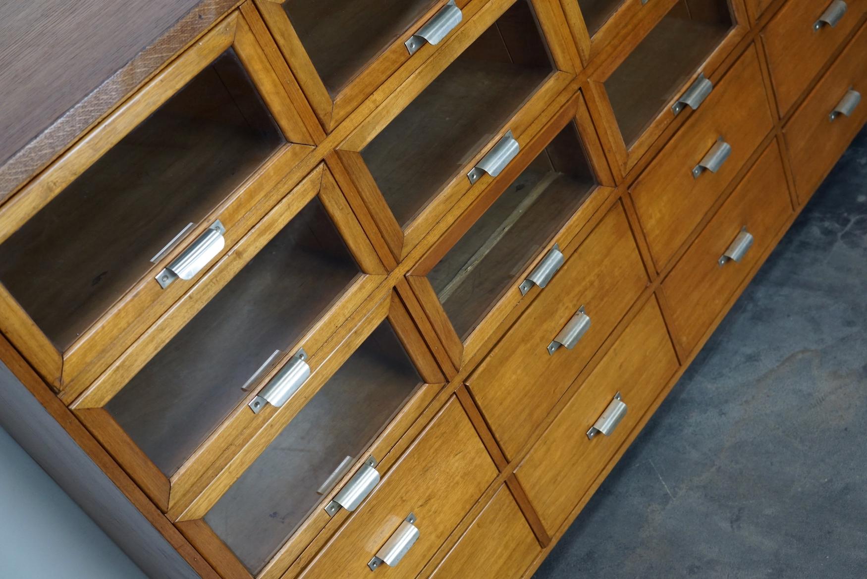 Vintage Dutch Beech and Oak Haberdashery Shop Cabinet, 1950s 5