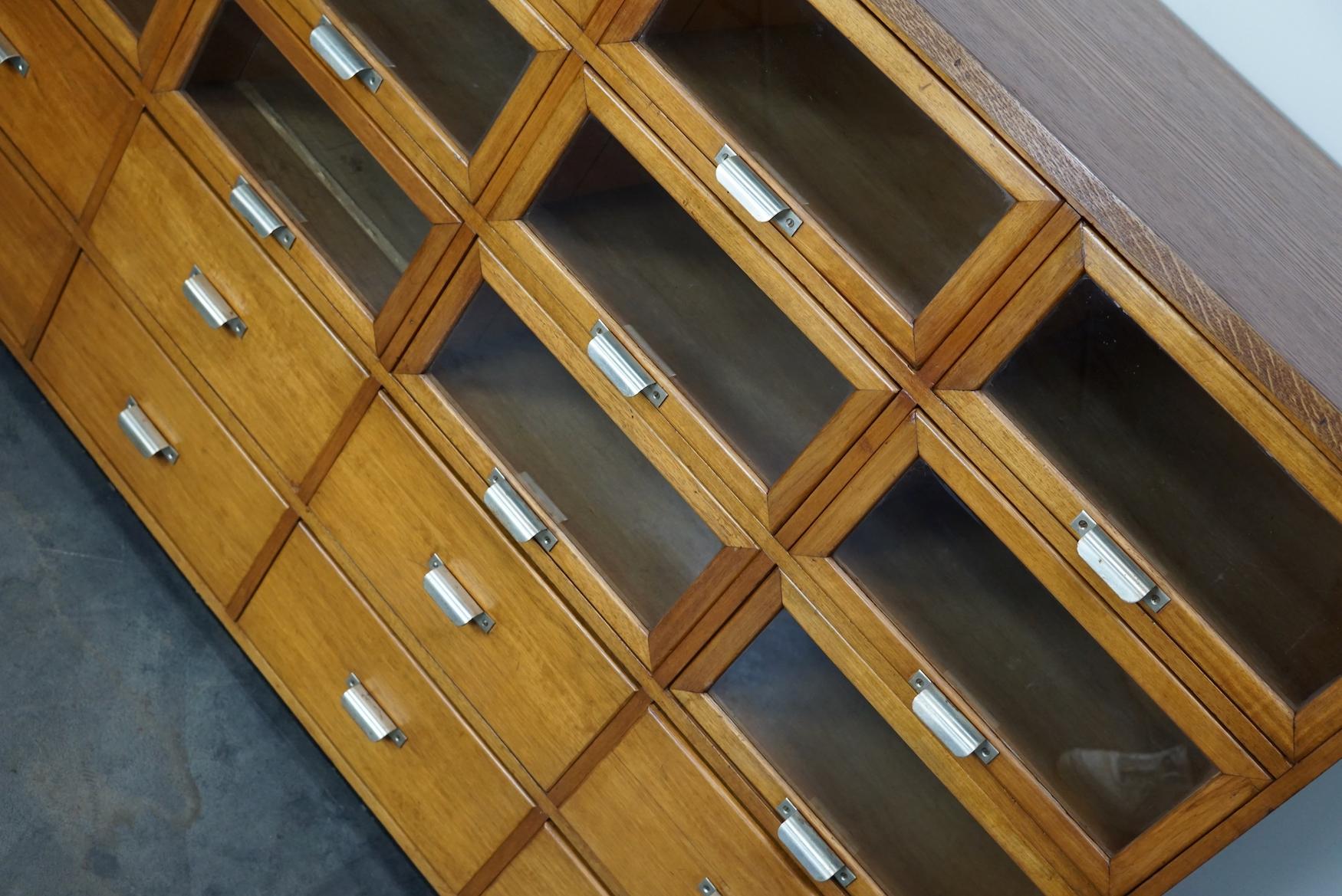 Vintage Dutch Beech and Oak Haberdashery Shop Cabinet, 1950s In Good Condition In Nijmegen, NL