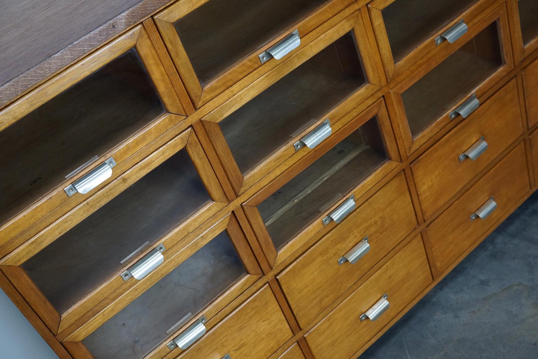 Vintage Dutch Beech and Oak Haberdashery Shop Cabinet, 1950s 2