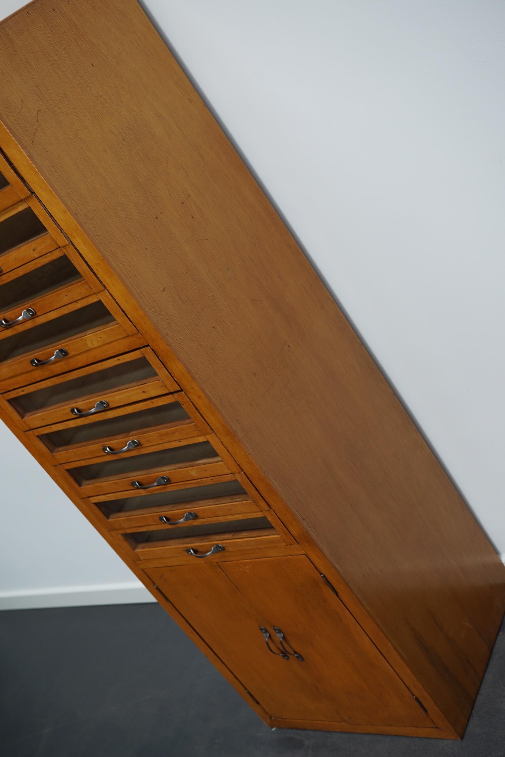 Vintage Dutch Beech Haberdashery Shop Cabinet, 1950s 4