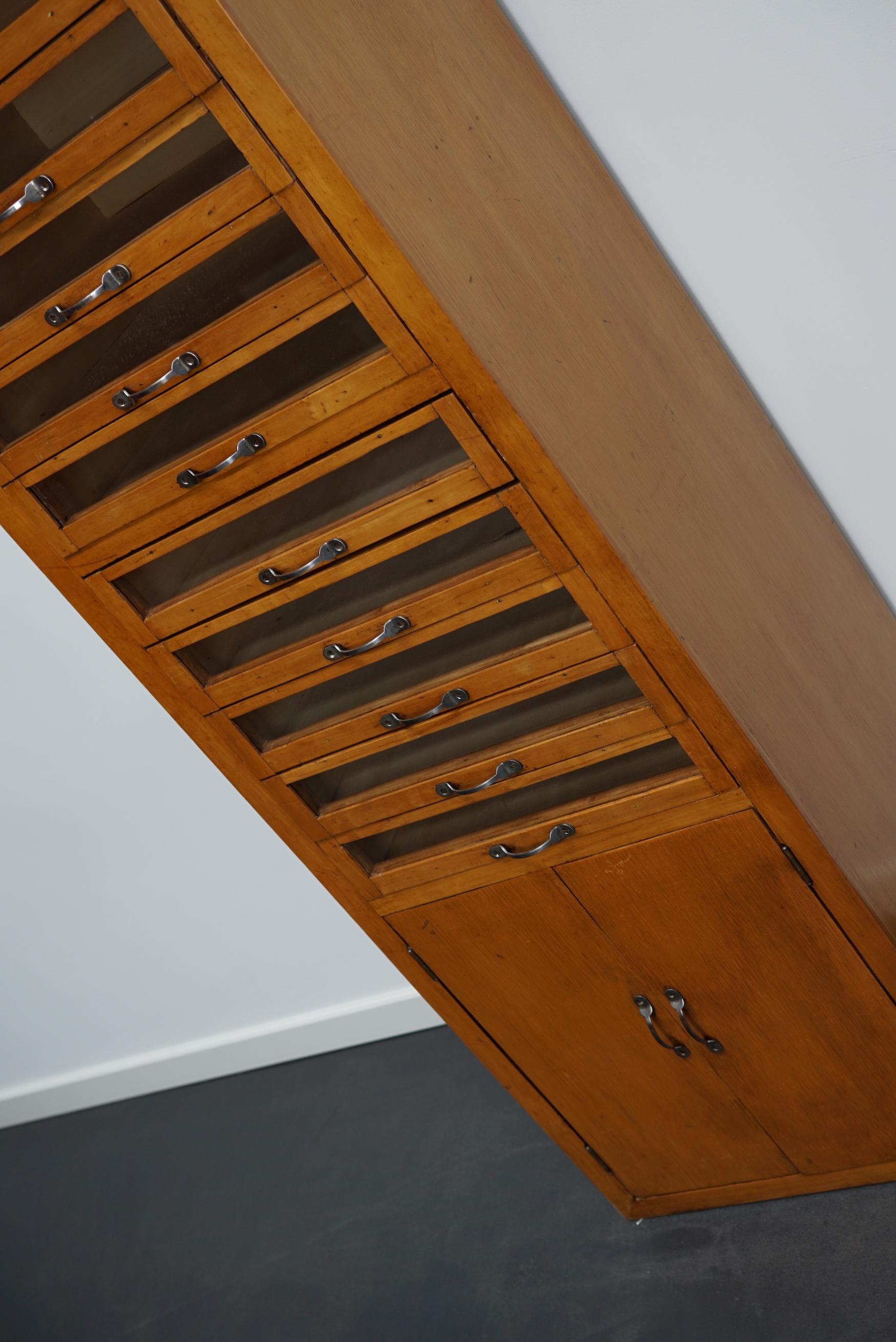Vintage Dutch Beech Haberdashery Shop Cabinet, 1950s 5