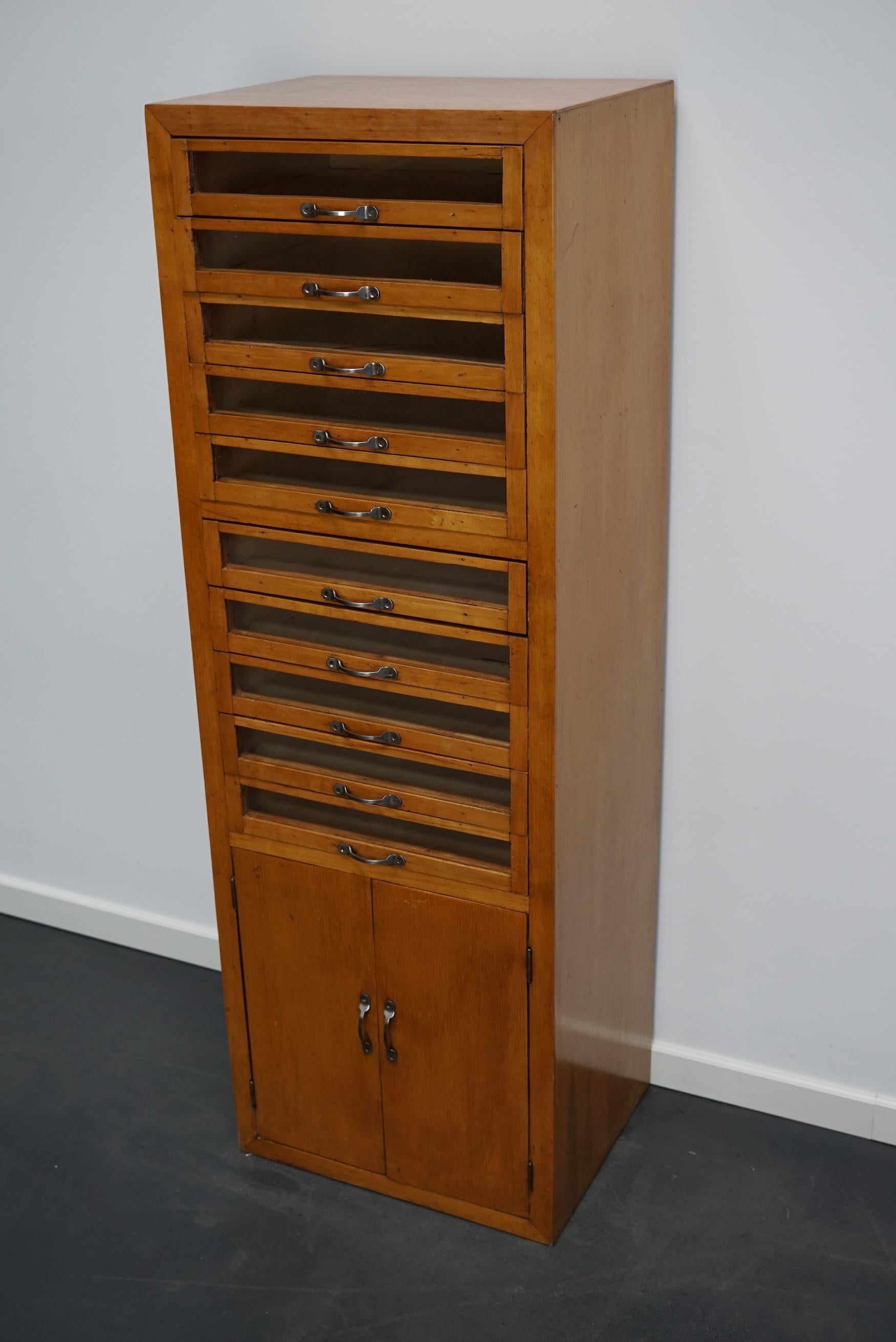 Vintage Dutch Beech Haberdashery Shop Cabinet, 1950s 7