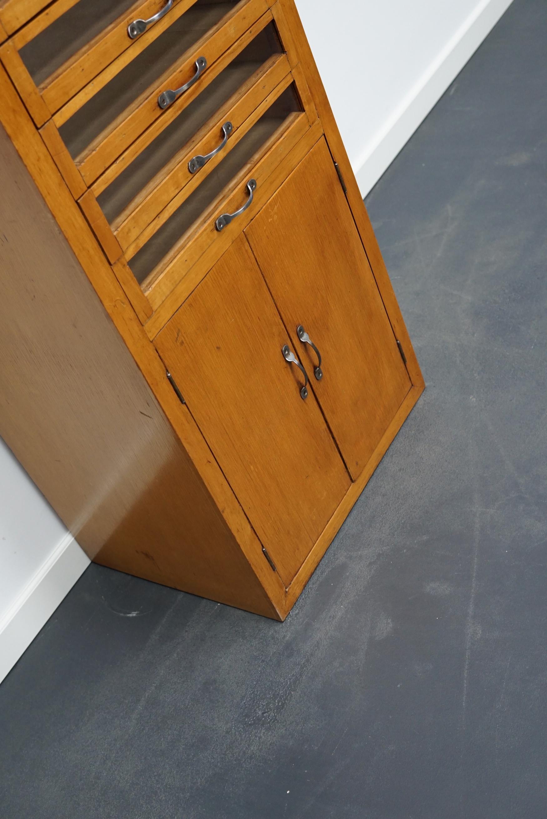 Vintage Dutch Beech Haberdashery Shop Cabinet, 1950s In Good Condition In Nijmegen, NL