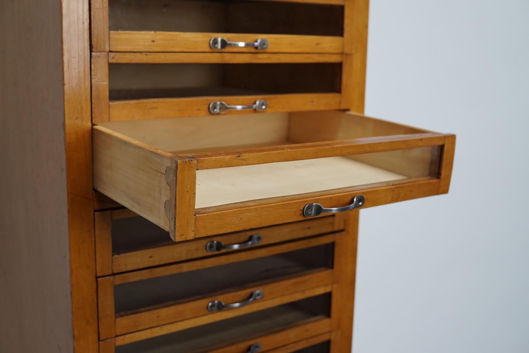 Vintage Dutch Beech Haberdashery Shop Cabinet, 1950s 2