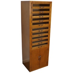 Vintage Dutch Beech Haberdashery Shop Cabinet, 1950s