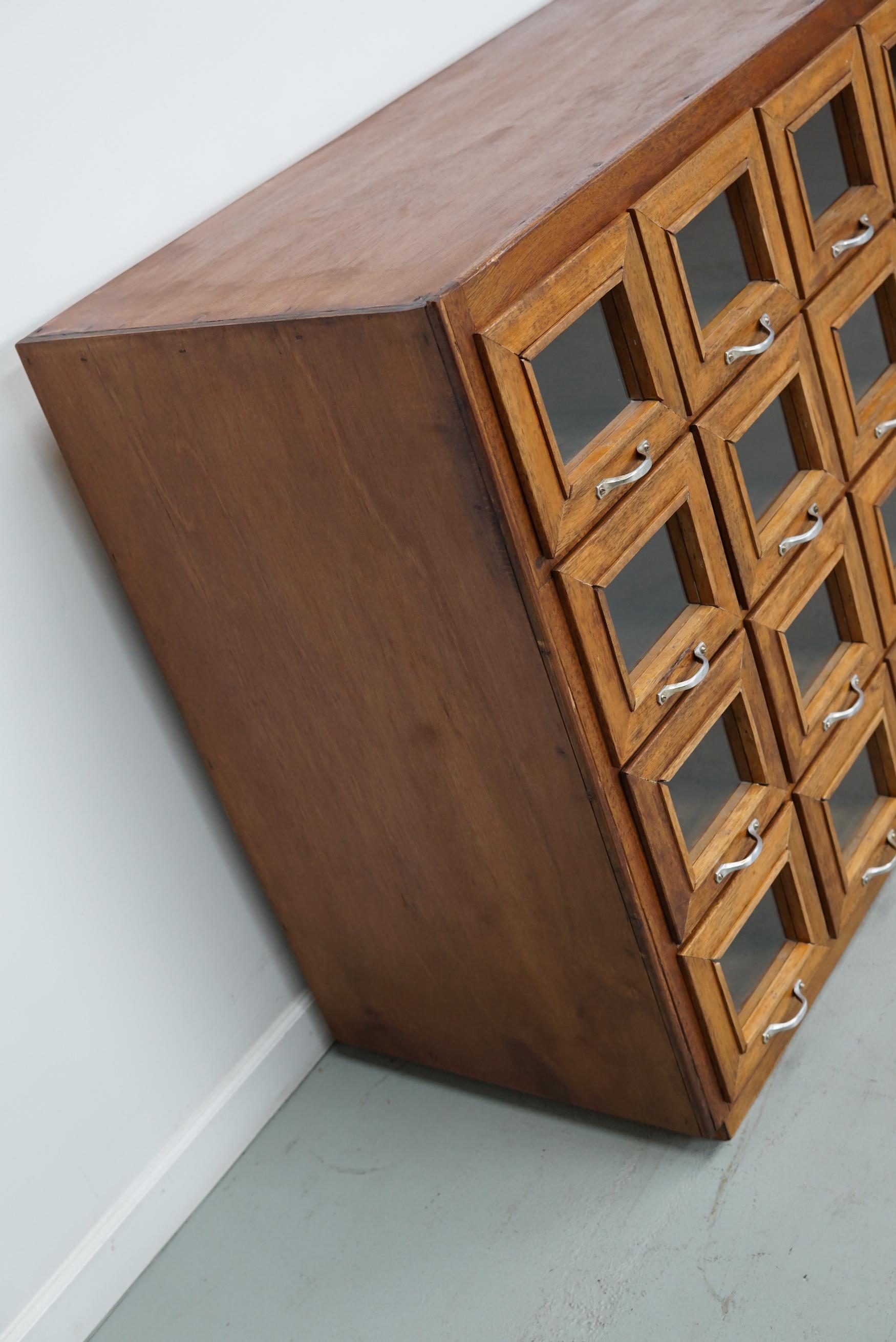 Vintage Dutch Beech Haberdashery Shop Cabinet / Vitrine, 1950s For Sale 6