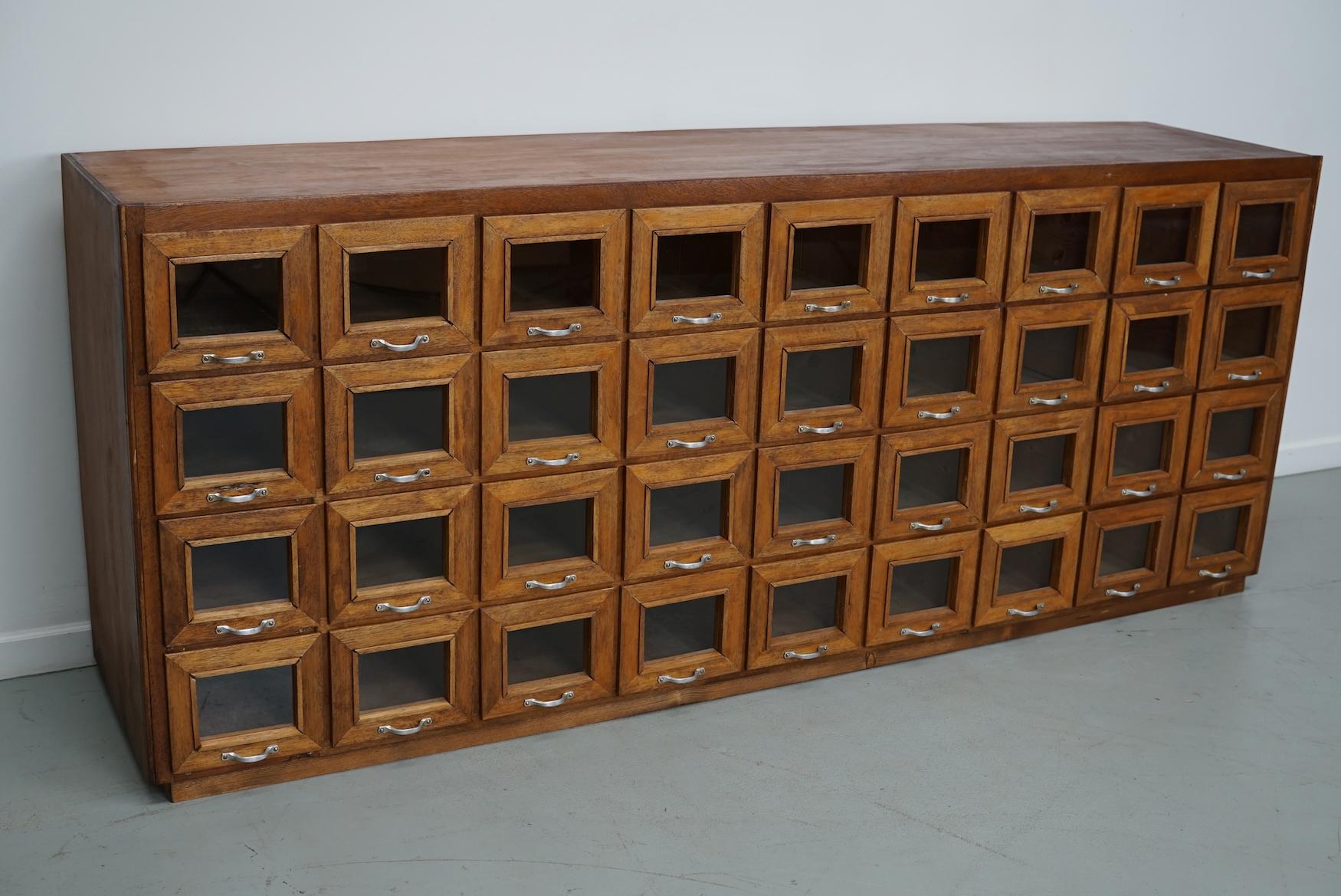Vintage Dutch Beech Haberdashery Shop Cabinet / Vitrine, 1950s For Sale 7