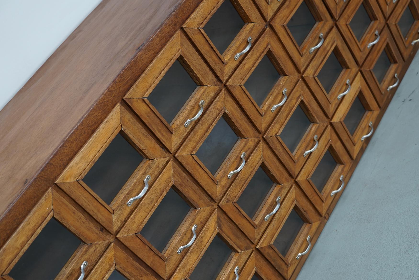 Vintage Dutch Beech Haberdashery Shop Cabinet / Vitrine, 1950s For Sale 8
