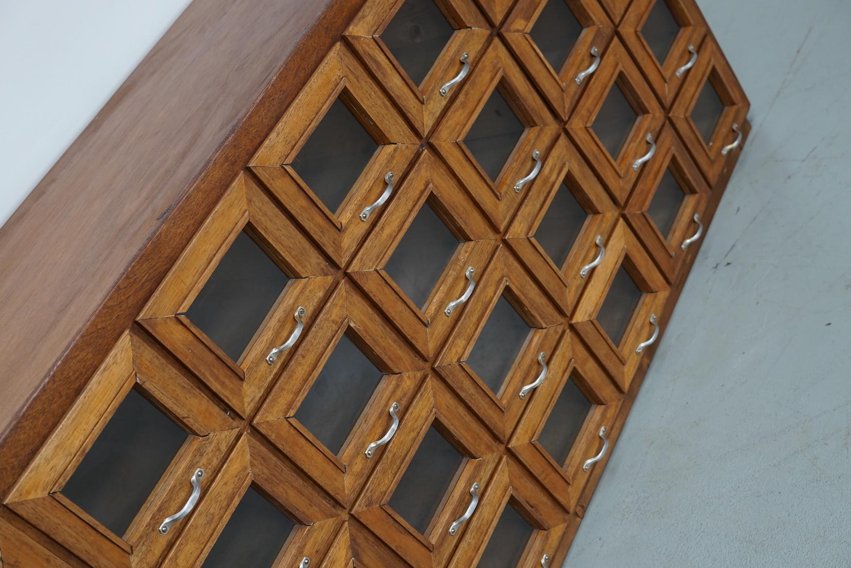 Vintage Dutch Beech Haberdashery Shop Cabinet / Vitrine, 1950s For Sale 9