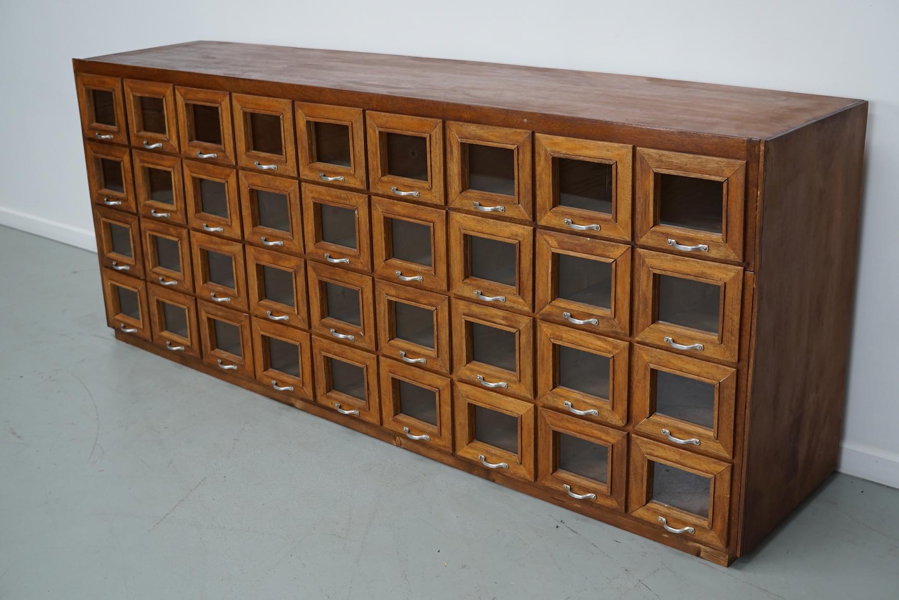 Vintage Dutch Beech Haberdashery Shop Cabinet / Vitrine, 1950s For Sale 10