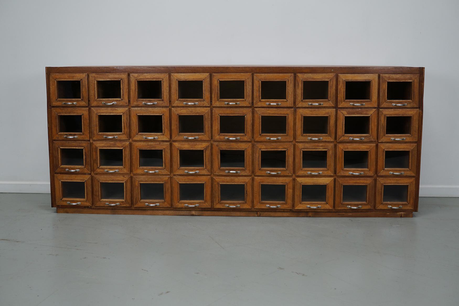 Vintage Dutch Beech Haberdashery Shop Cabinet / Vitrine, 1950s For Sale 11