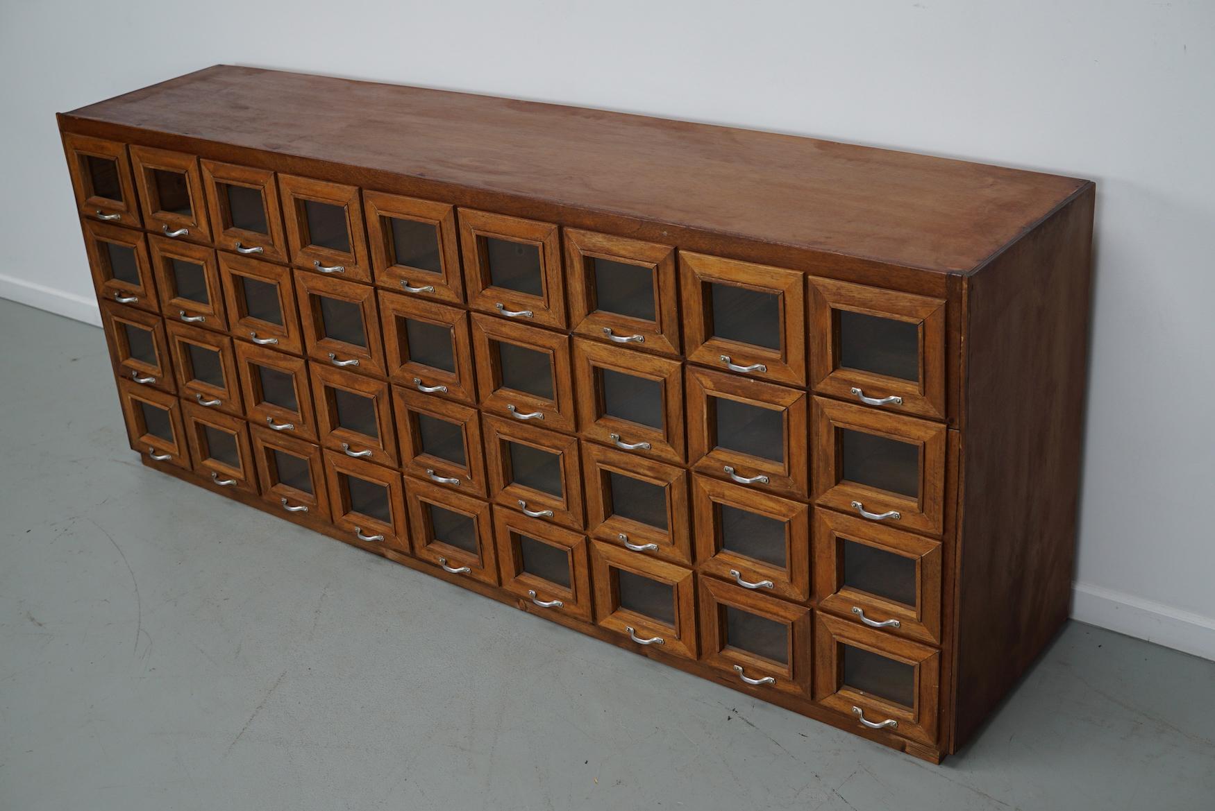Vintage Dutch Beech Haberdashery Shop Cabinet / Vitrine, 1950s For Sale 12