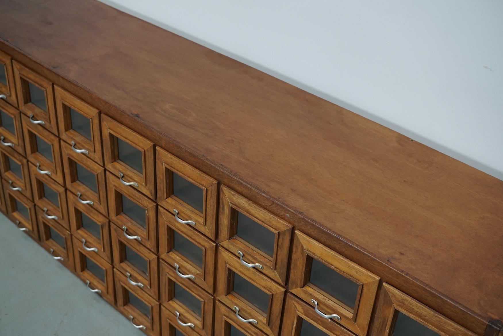 Vintage Dutch Beech Haberdashery Shop Cabinet / Vitrine, 1950s For Sale 13