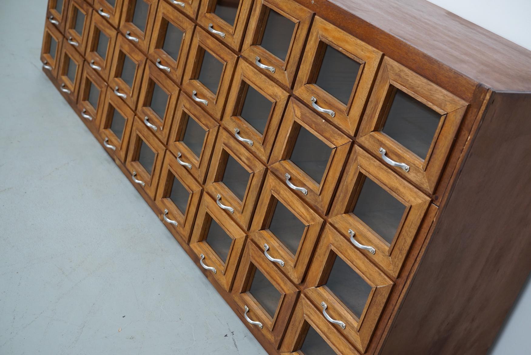 20th Century Vintage Dutch Beech Haberdashery Shop Cabinet / Vitrine, 1950s For Sale