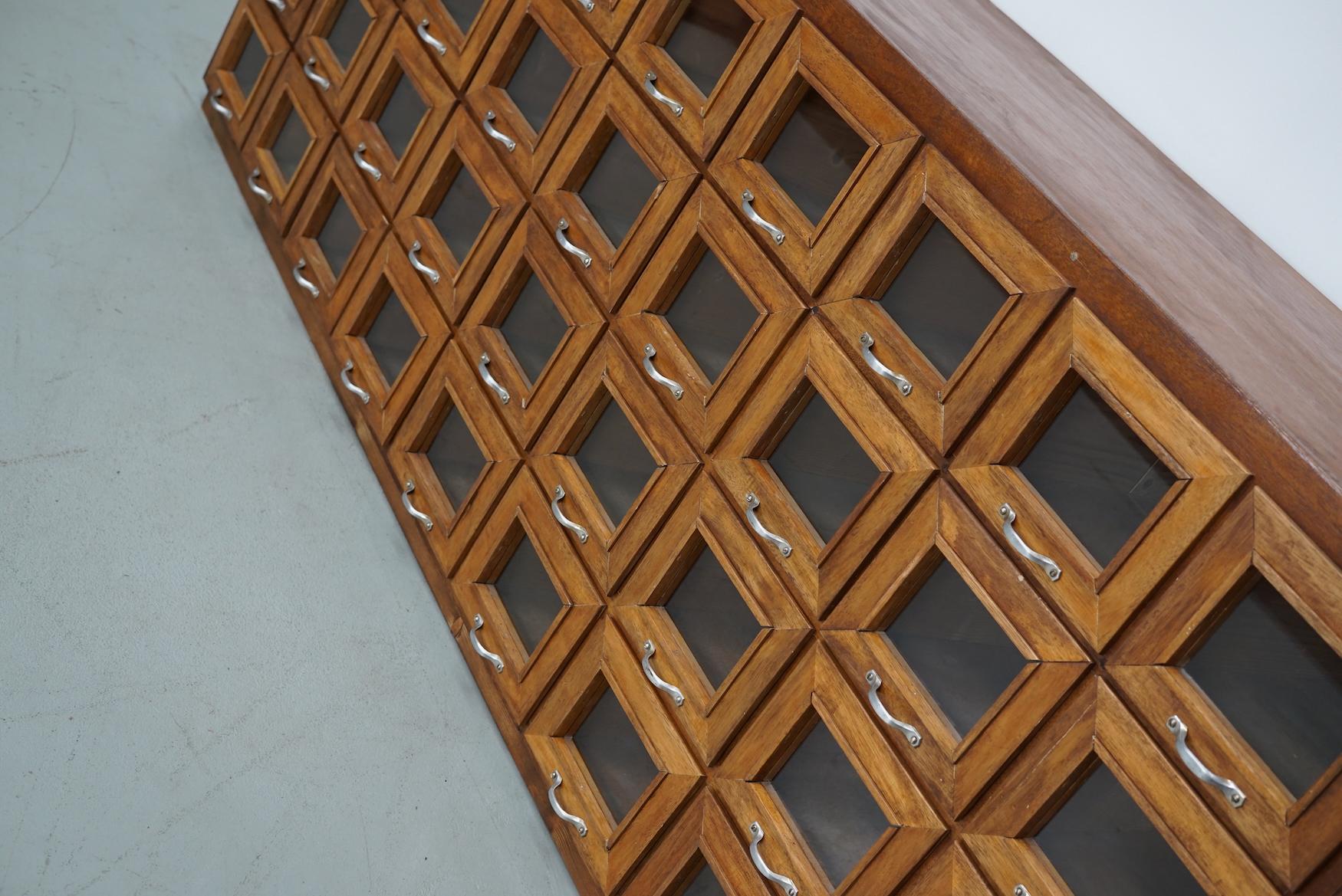 Vintage Dutch Beech Haberdashery Shop Cabinet / Vitrine, 1950s For Sale 1