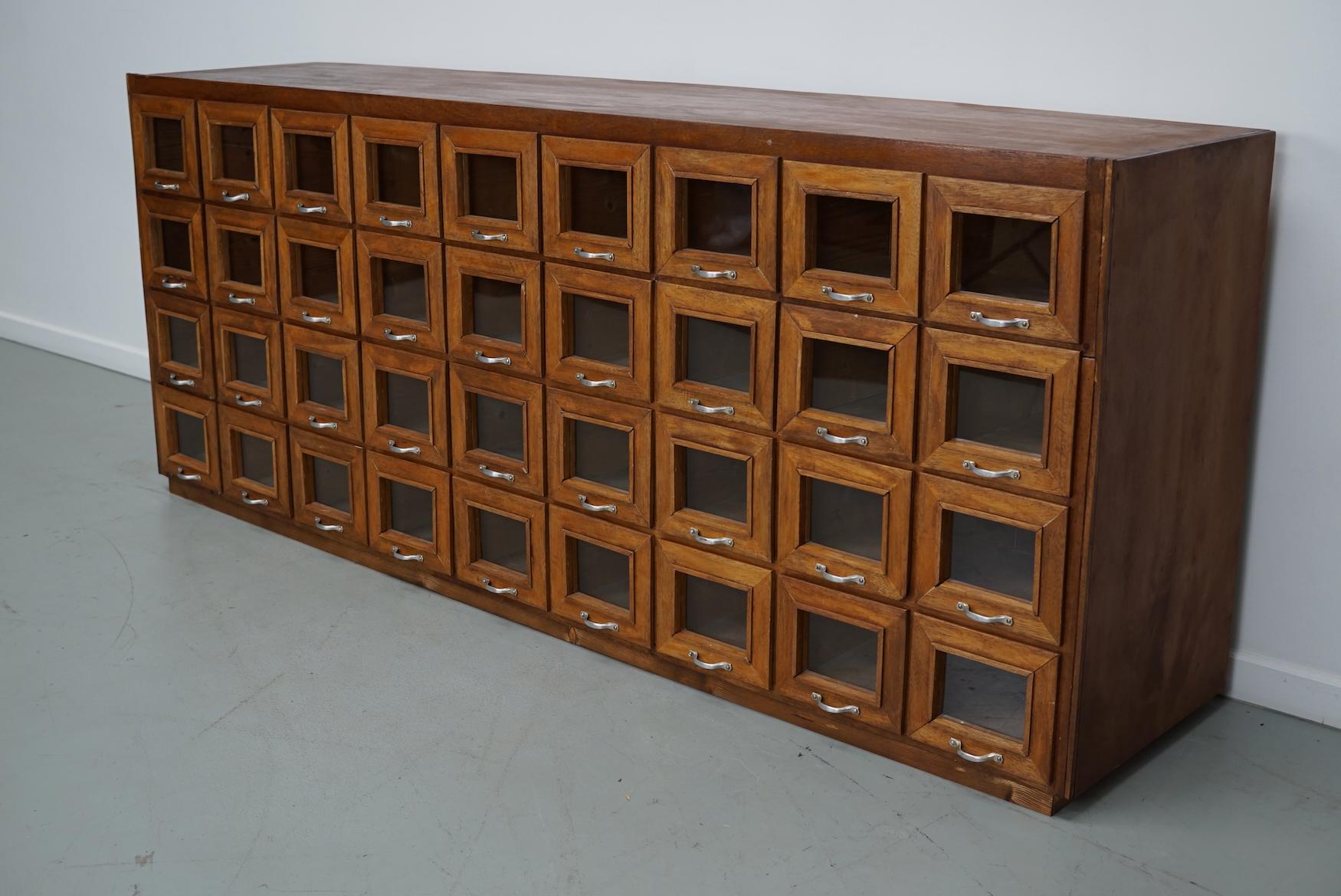 Vintage Dutch Beech Haberdashery Shop Cabinet / Vitrine, 1950s For Sale 2