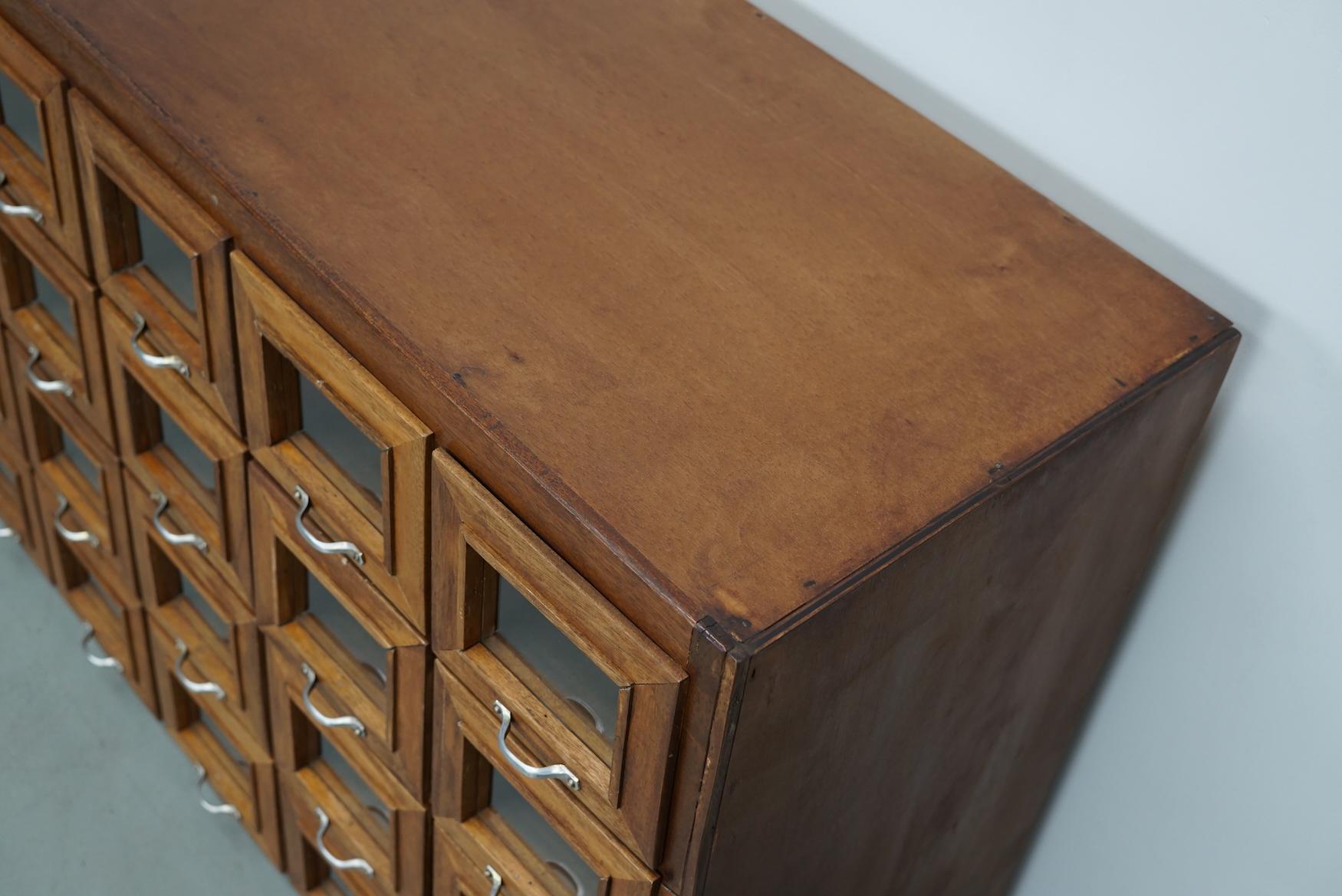 Vintage Dutch Beech Haberdashery Shop Cabinet / Vitrine, 1950s For Sale 3
