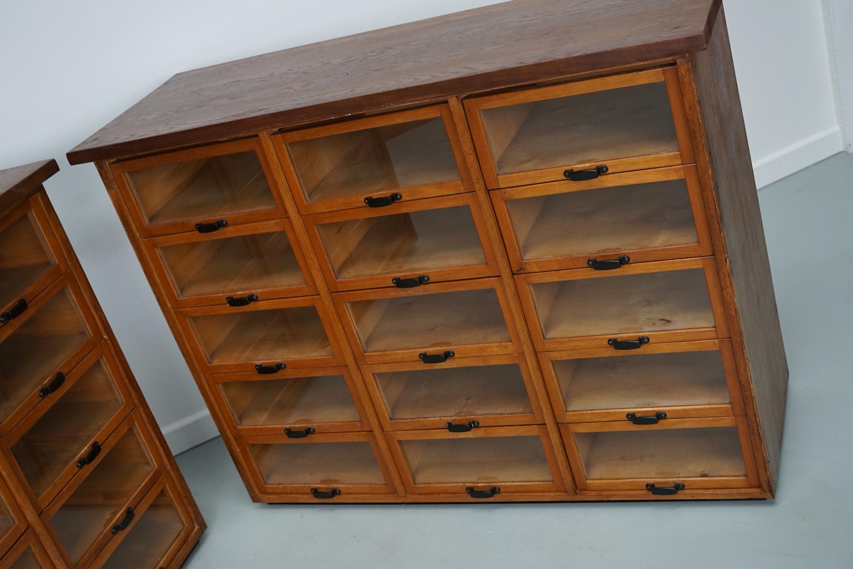 Vintage Dutch Beech & Oak Haberdashery Shop Cabinet / Vitrine, 1950s 14