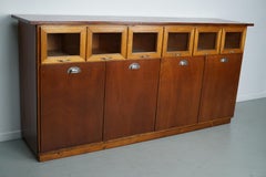 Vintage Dutch Beech & Oak Haberdashery Shop / Grain Cabinet, 1950s