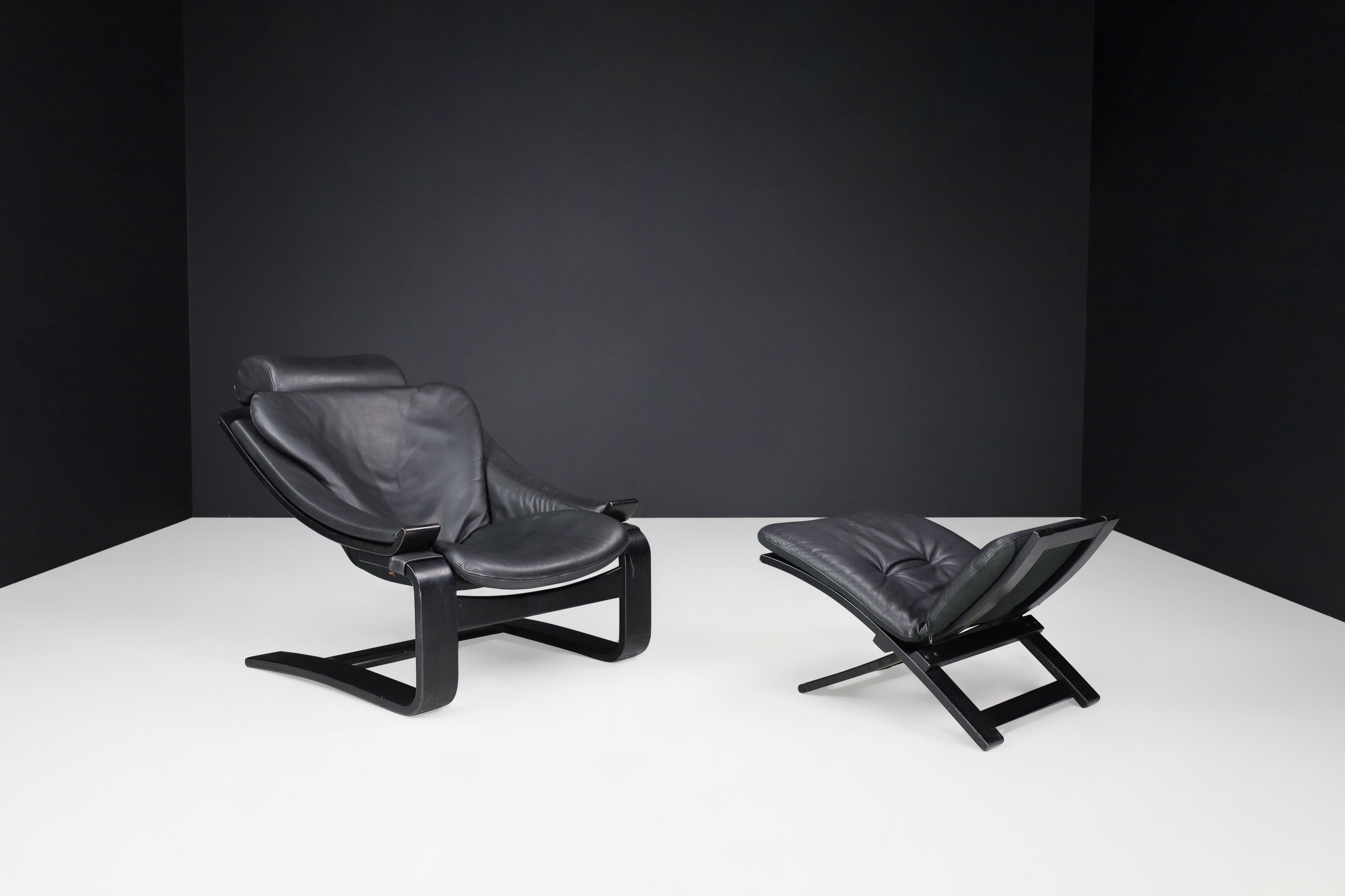 Vintage Dutch Bentwood and Leather Lounge Chair by Sonja Wasseur, 1970s For Sale 5