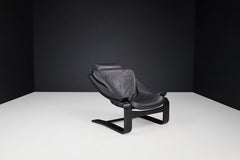 Vintage Dutch Bentwood and Leather Lounge Chair by Sonja Wasseur, 1970s