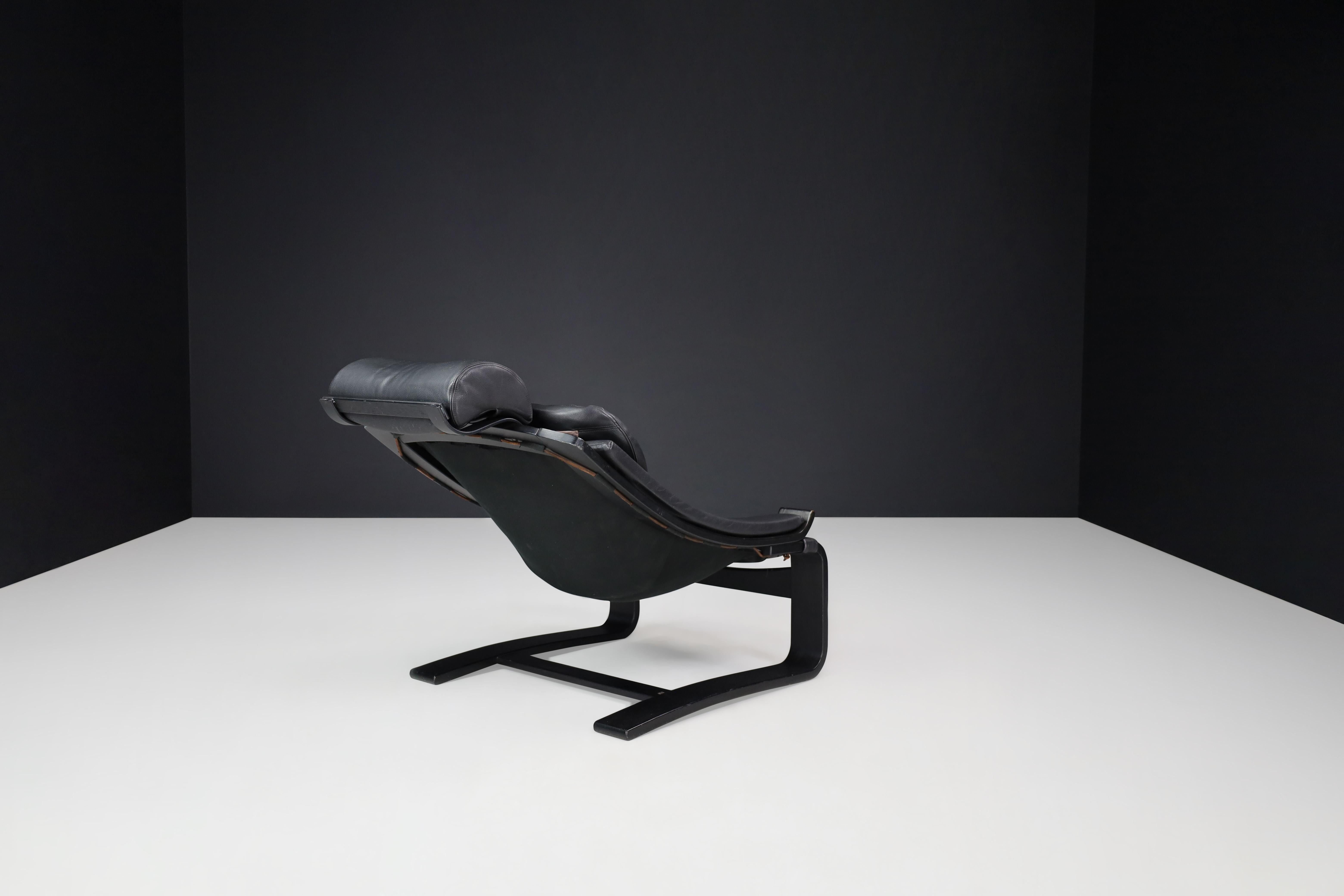 Vintage Dutch Bentwood and Leather Lounge Chair by Sonja Wasseur, 1970s For Sale 3