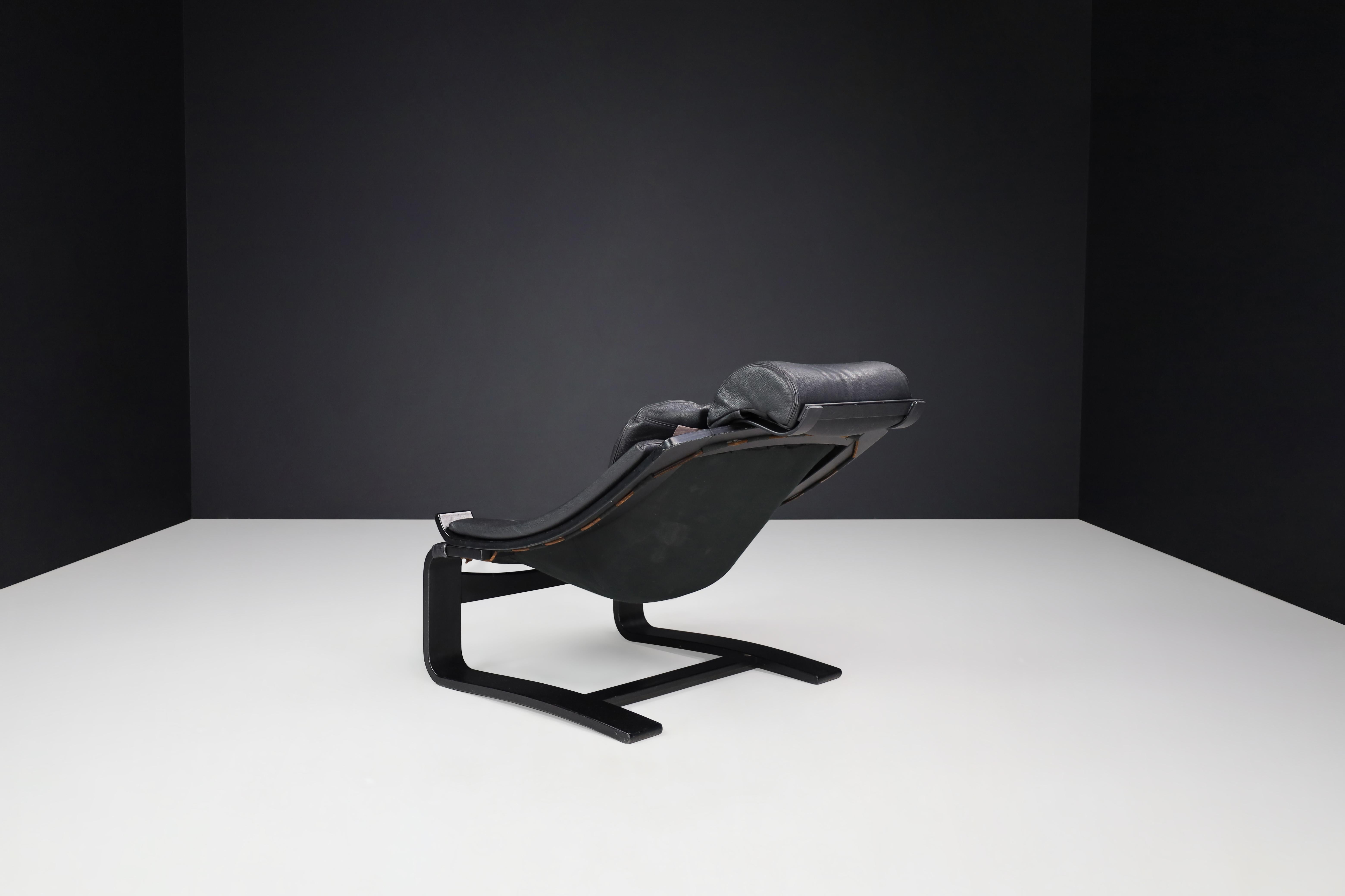Vintage Dutch Bentwood and Leather Lounge Chair by Sonja Wasseur, 1970s For Sale 4