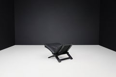 Pouf olandese d'epoca in bengala e pelle di Sonja Wasseur, anni '70