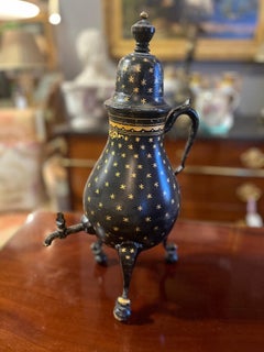 Vintage Dutch Black & Gold Tole Tea or Coffee Urn