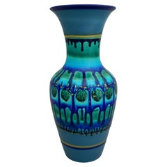 Vase hollandais vintage de style Flora Gouda en lave grasse bleue, Hollande 